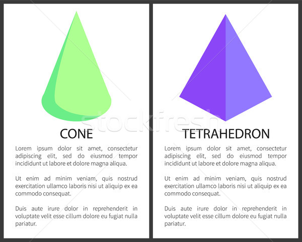 Green Cone and Purple Tetrahedron Geometric Figure Stock photo © robuart