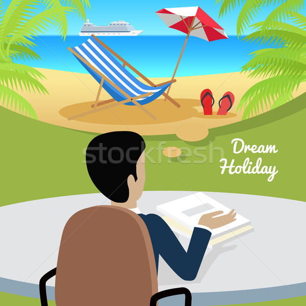 Man Sitting on Chair Dreaming About Good Rest. Stock photo © robuart