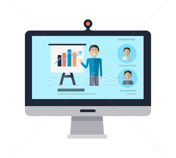 Computer Display with Man and Presentation Screen. Stock photo © robuart