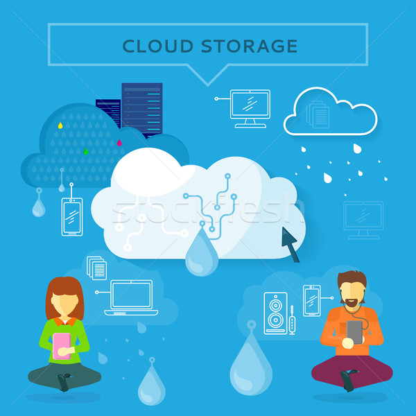 Cloud Storage Web Banner in Flat Style Stock photo © robuart