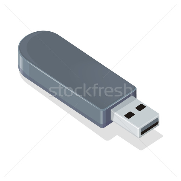 Stock foto: Grau · usb · Flash-Laufwerk · isoliert · weiß · digitalen