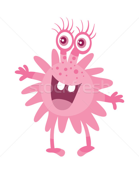 Cartoon Pink Microorganism. Funny Smiling Germ. Stock photo © robuart