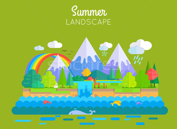Summer Landscape Vector Concept In Flat Design. Stock photo © robuart