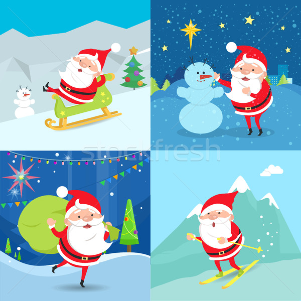 Collection of Santa Claus Characters. Four Banners Stock photo © robuart