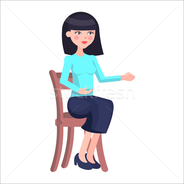 Young Woman Candidate on Job Interview Flat Vector Stock photo © robuart