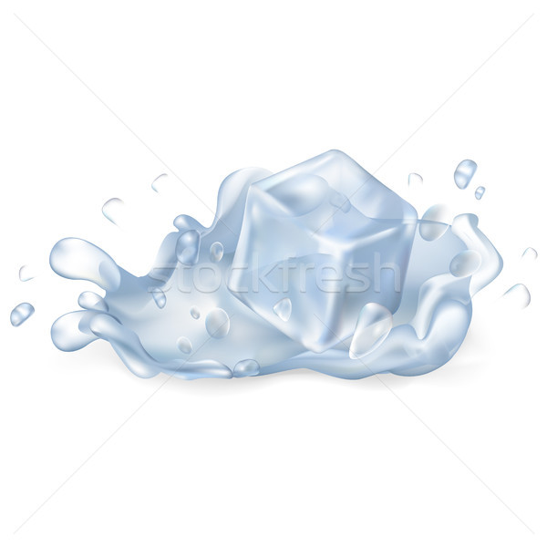 Ice Cube Drops in Water Isolated Illustration Stock photo © robuart