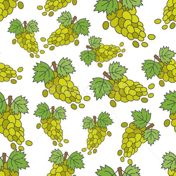 Stock photo: Grape Flat Vector Seamless Pattern on White