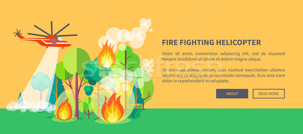 Plakat śmigłowca wildfire internetowych lasu Zdjęcia stock © robuart