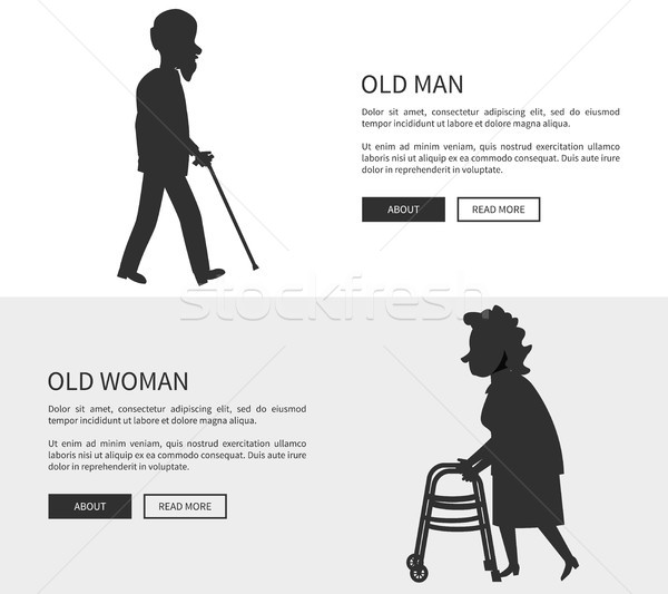 Old Man and Woman Set of Web Banners Silhouettes Stock photo © robuart