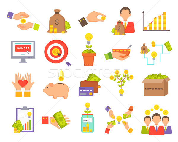 Crowdfunfing Icons Collection Vector Illustration Stock photo © robuart