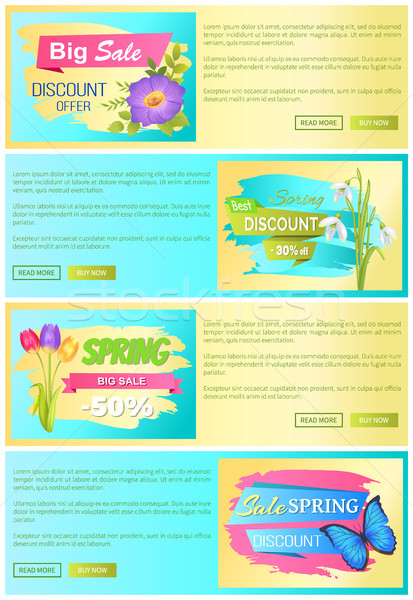 Frühling Verkauf Web Plakate Set Ermäßigung Stock foto © robuart