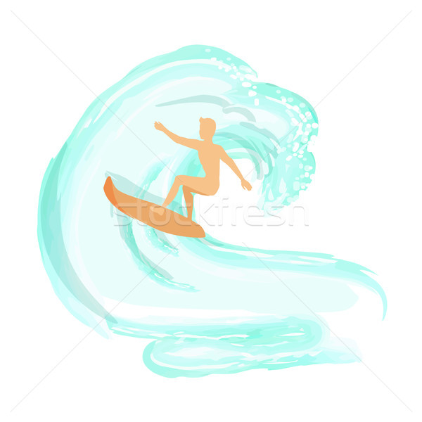 Surfer on Wave Cartoon style Logo Isolate on White Stock photo © robuart