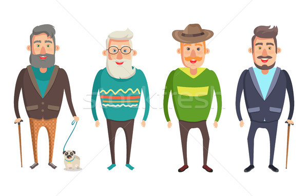 Grandfather Walking Collection Vector Illustration Stock photo © robuart
