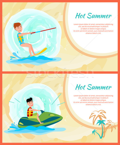 Hot Summer Time Banner, Color Vector Illustration Stock photo © robuart