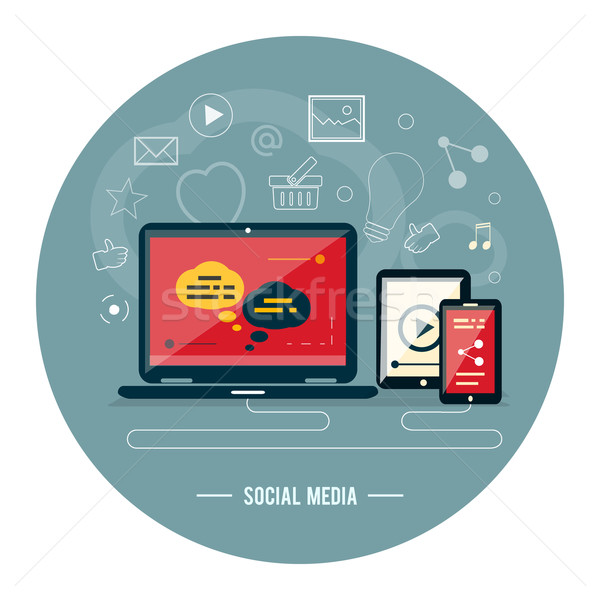 Felhő alkalmazás ikonok közösségi média üzlet internet Stock fotó © robuart