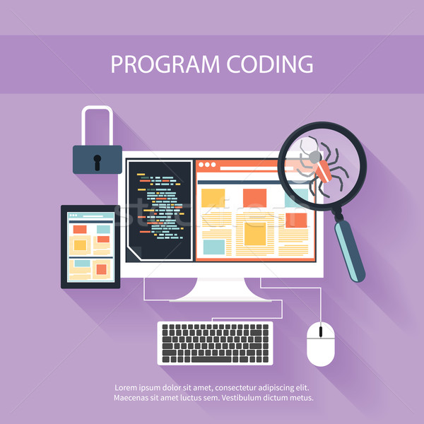 Programmering gebruiker codering ontwerp stijlvol iconen Stockfoto © robuart