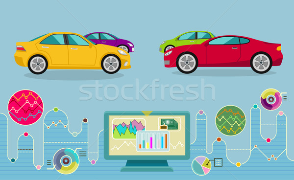 Auto Diagnostics Monitor Flat Concept Stock photo © robuart