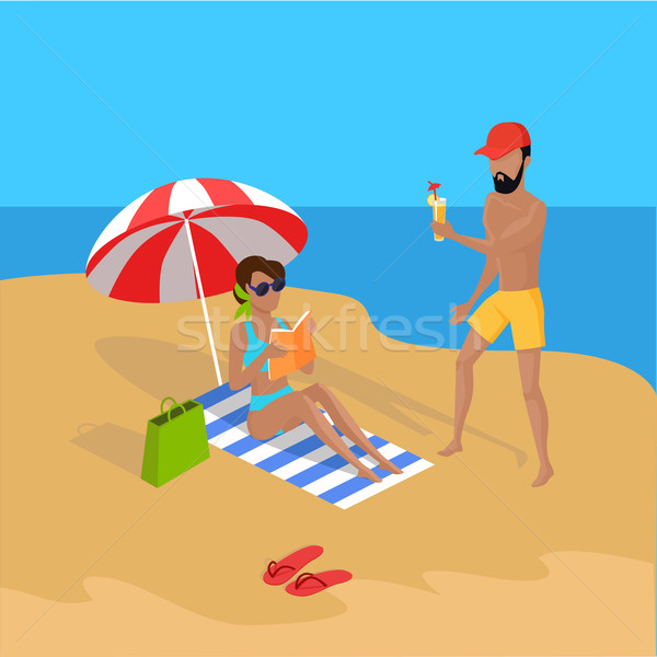 Summer Vacation on Tropical Beach Illustration Stock photo © robuart