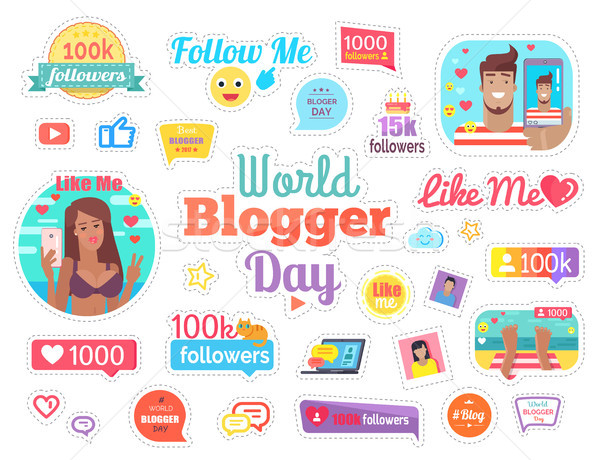 World Blogger Day with 100 Followers on White Stock photo © robuart