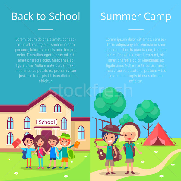 Back to School Collection of Posters with Kids Stock photo © robuart