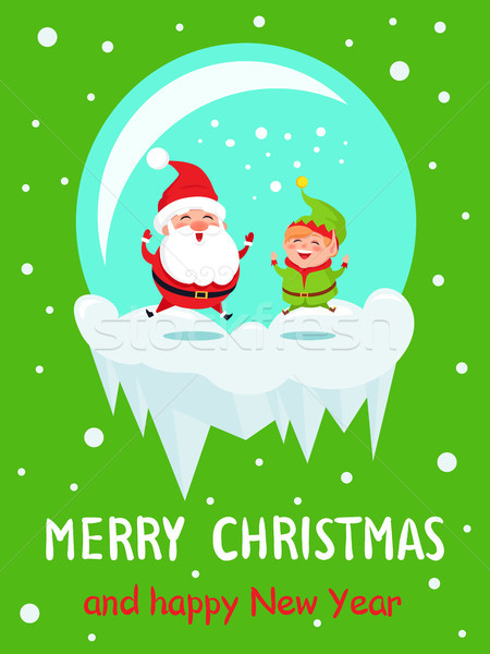 Cartão postal alegre natal feliz ano novo elfo Foto stock © robuart