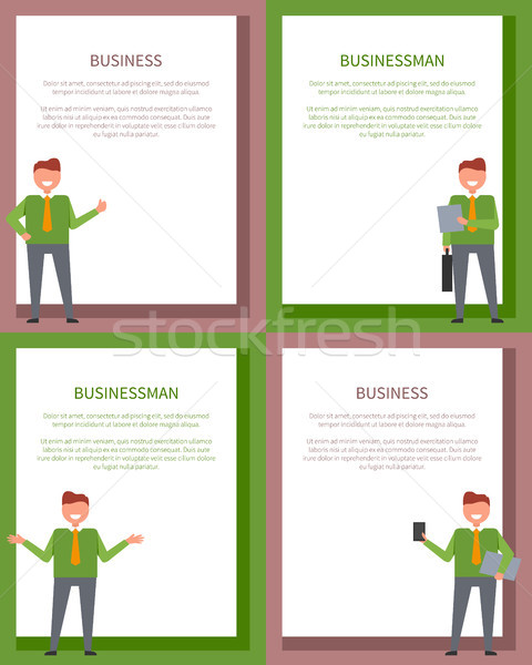 Businessman and Business Set of Bright Posters Stock photo © robuart