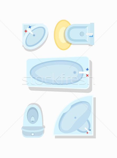 Salle de bain meubles icône haut vue sanitaire Photo stock © robuart