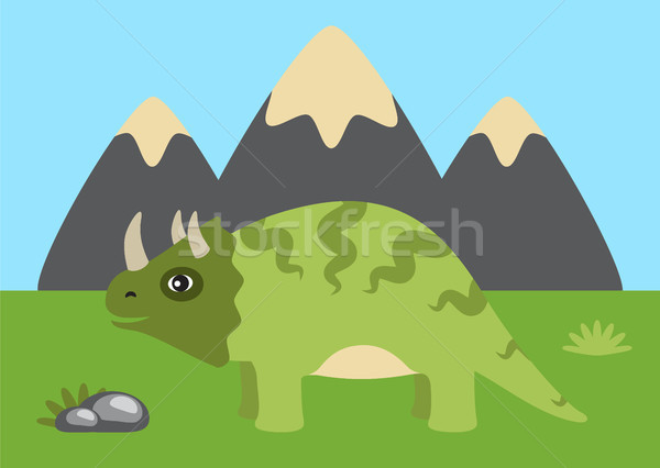Triceratops and Wild Nature Vector Illustration Stock photo © robuart