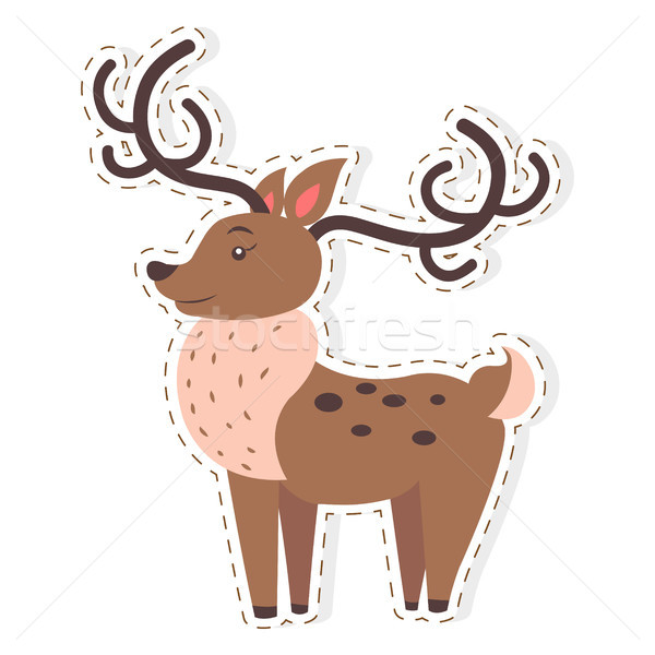 Cute Reindeer Cartoon Flat Vector Sticker or Icon Stock photo © robuart