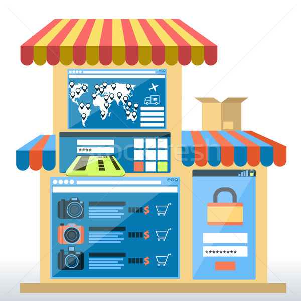 Internet shopping concept smartphone with awning Stock photo © robuart