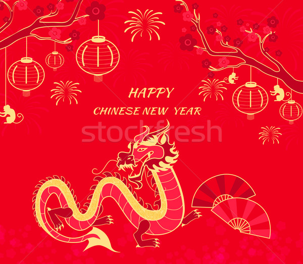New Year Background with Dragon and Monkey Stock photo © robuart