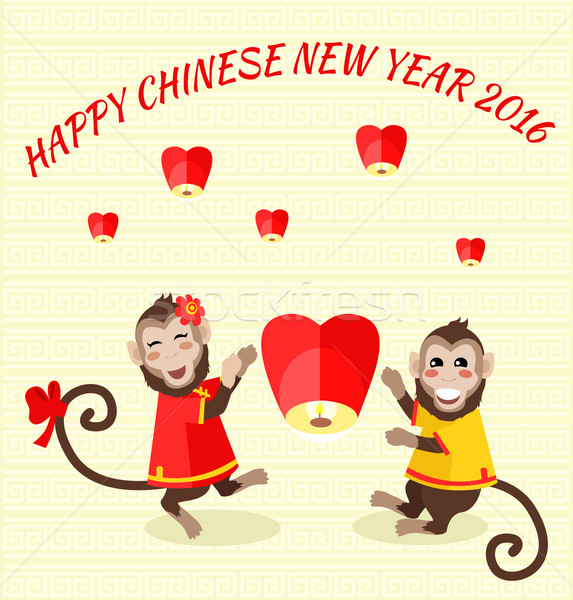 Stock photo: New Year Background with Monkey