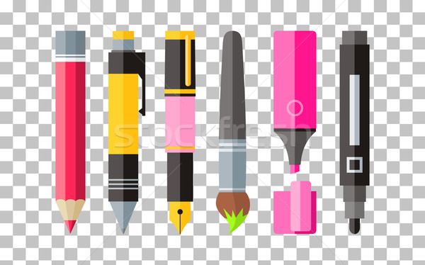 Painting Tools Pen Pencil and Marker Flat Design Stock photo © robuart