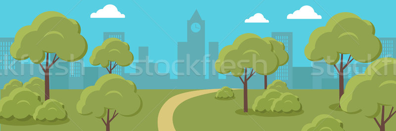 Städtischen Stadtbild Park Bäume blauer Himmel weiß Stock foto © robuart