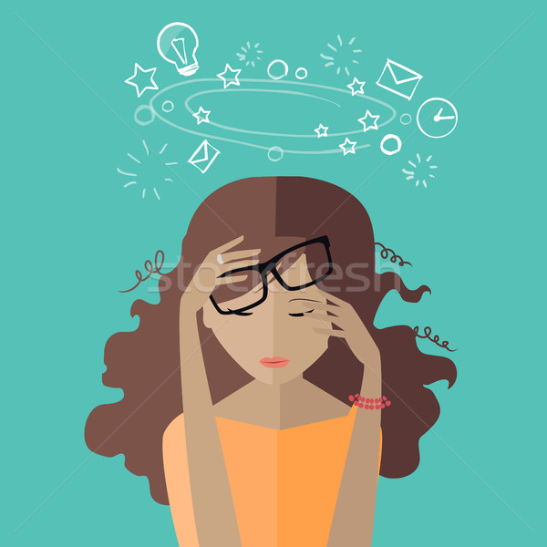 Woman Tired at Work. Deadline. A Lot of Work to Do. Stock photo © robuart