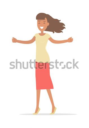 Woman Shopping. Lady with Opened Arms Smiling. Stock photo © robuart