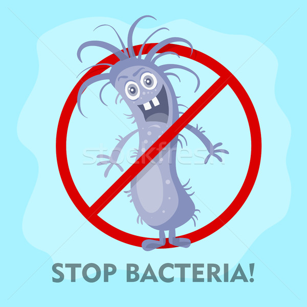 Parada bacteria Cartoon no virus signo Foto stock © robuart