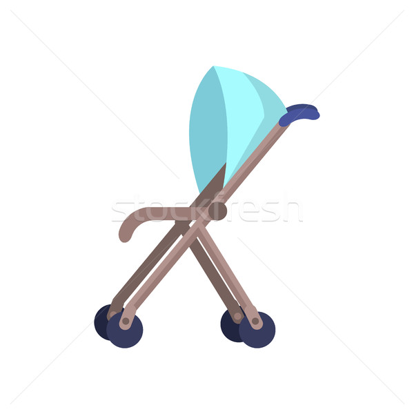 Blue Baby Carriage Isolated on White. Perambulator Stock photo © robuart