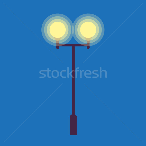 Street Lamp with Two Burning Light Bulbs on Blue Stock photo © robuart