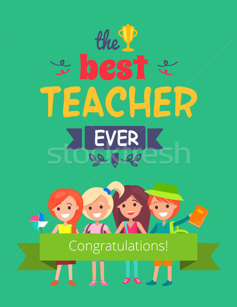 Best Teacher Ever Promo Vector Illustration Stock photo © robuart