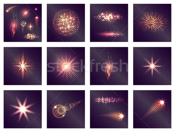 Doze diferente efeitos de luz transparente abstrato ondulado Foto stock © robuart