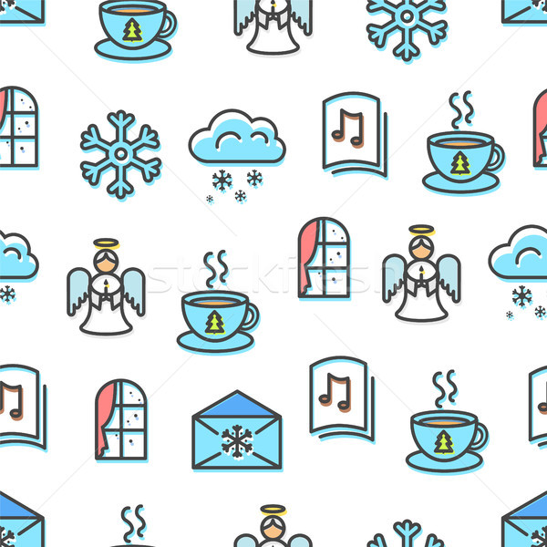 Stock photo: Christmas Pattern Blue Colors Vector Illustration