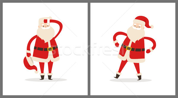 Santa Clauses Set Tired Father Christmas Icons Stock photo © robuart