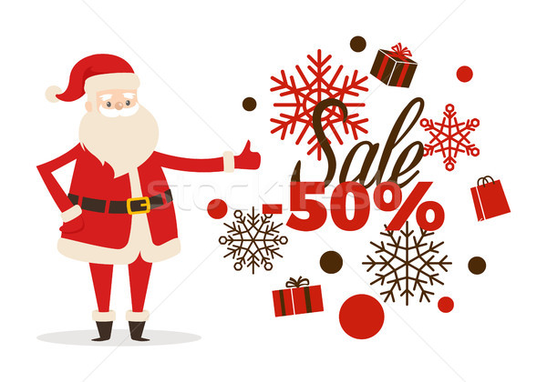 Sale Poster Up to 50 Price Reduction, Santa Icon Stock photo © robuart