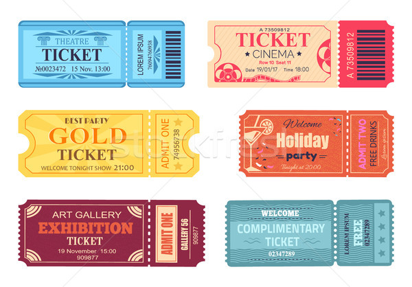 Theatre Cinema Ticket Best Party Gold Welcome Set Stock photo © robuart
