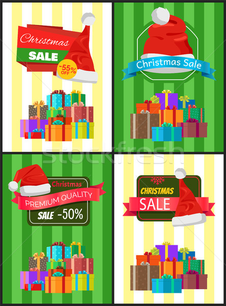 Cztery premia jakości christmas sprzedaży ogłoszenie Zdjęcia stock © robuart