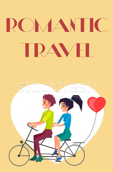 Romantic Travel vector Couple Riding on Twin Bike Stock photo © robuart