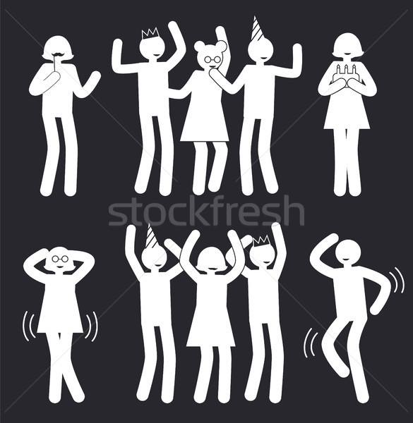 People at Party in Happy Poses White Silhouettes Stock photo © robuart