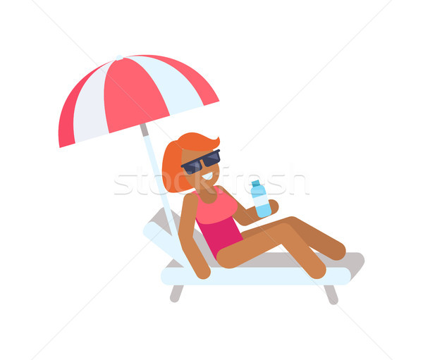 Cute Woman on Vacation Color Vector Illustration Stock photo © robuart