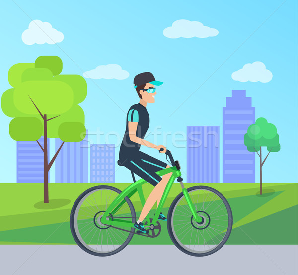 Stockfoto: Zomer · dag · kaart · vrolijk · fietser · fiets
